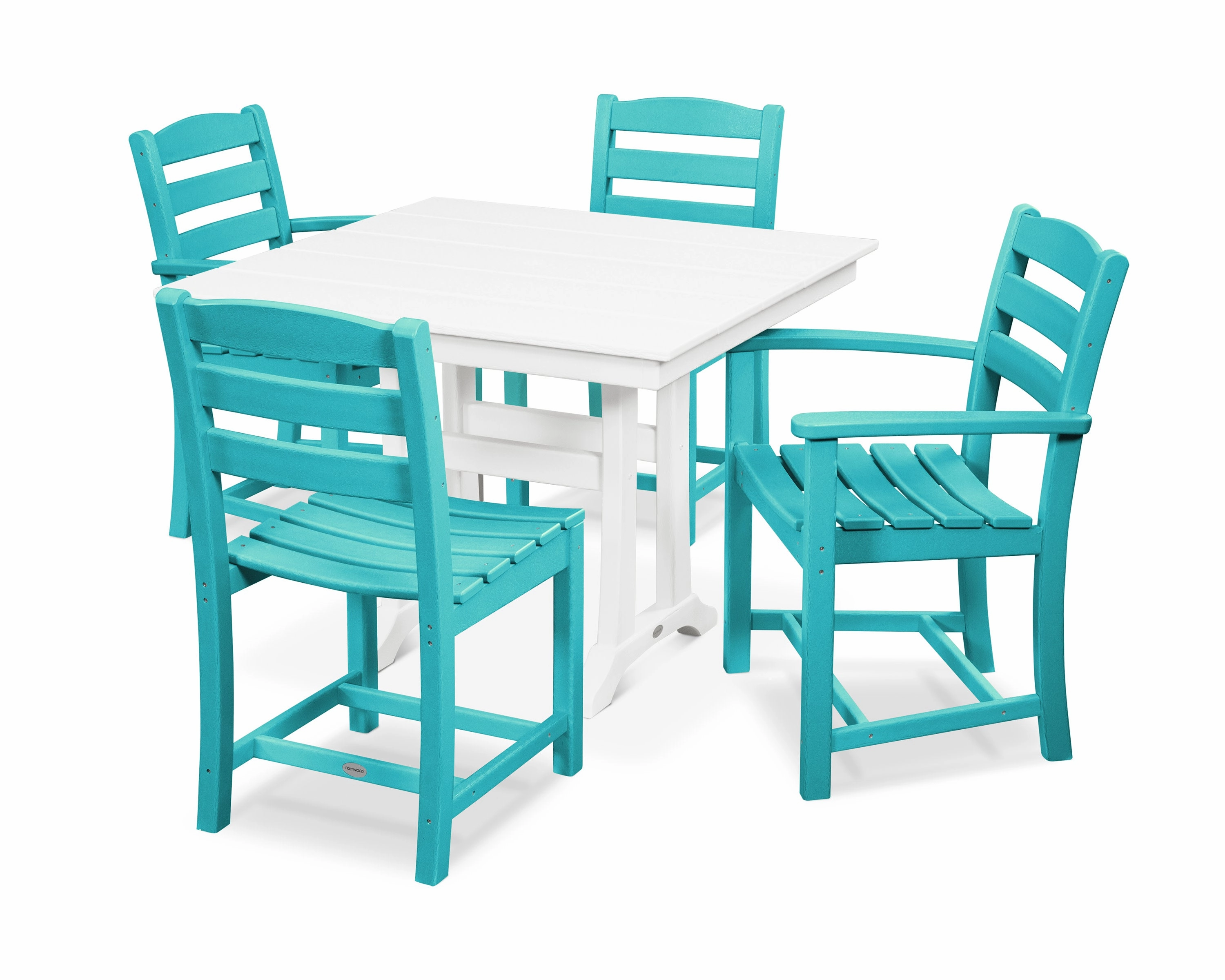 La Casa Caf 5-Piece Farmhouse Dining Set with Trestle Legs