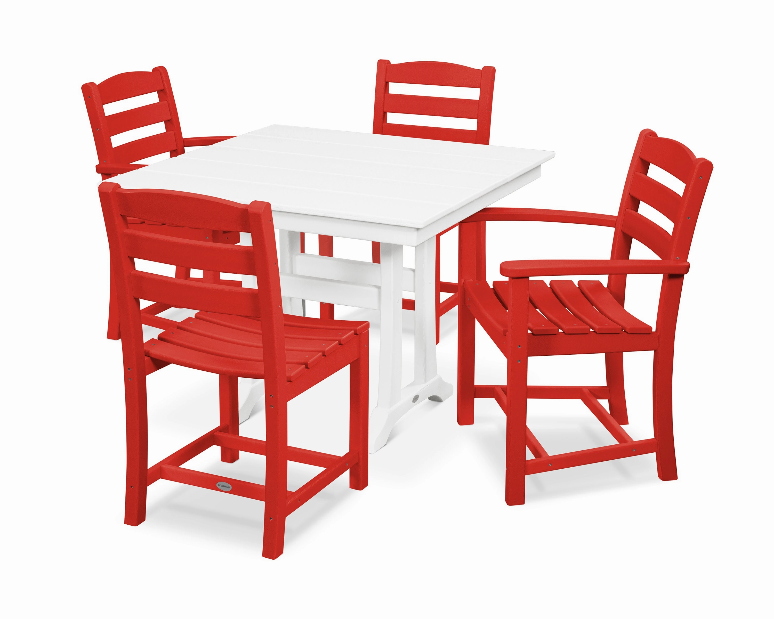 La Casa Caf 5-Piece Farmhouse Dining Set with Trestle Legs