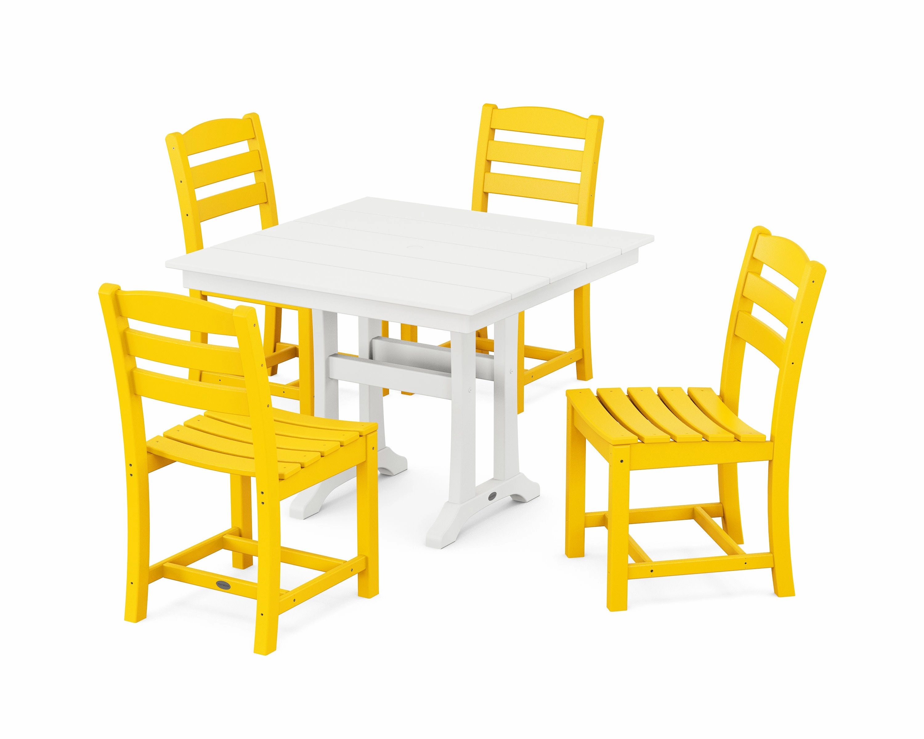 La Casa Caf 5-Piece Farmhouse Trestle Side Chair Dining Set