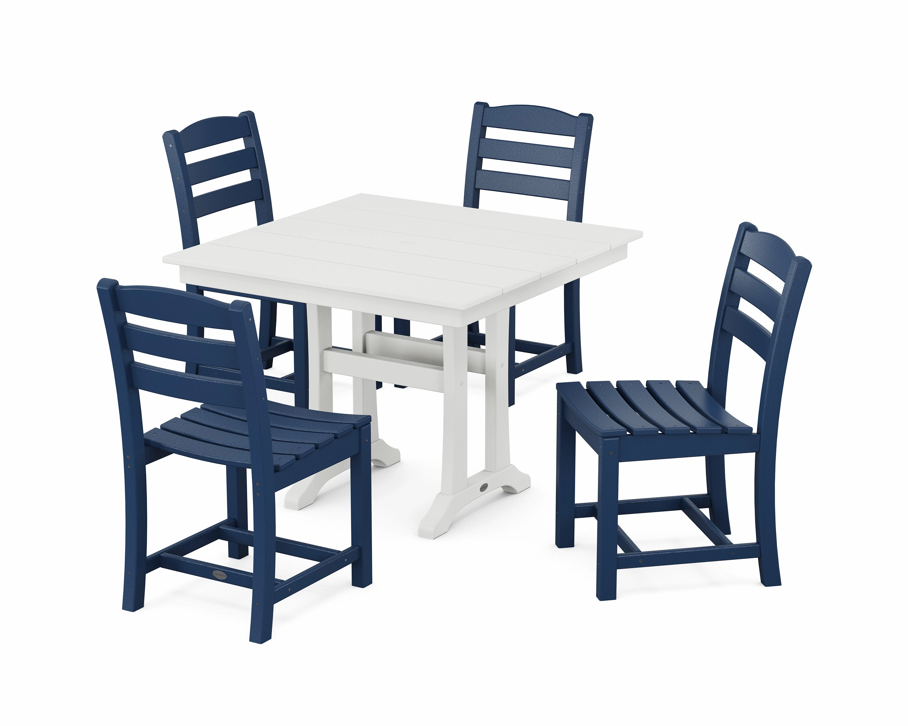 La Casa Caf 5-Piece Farmhouse Trestle Side Chair Dining Set