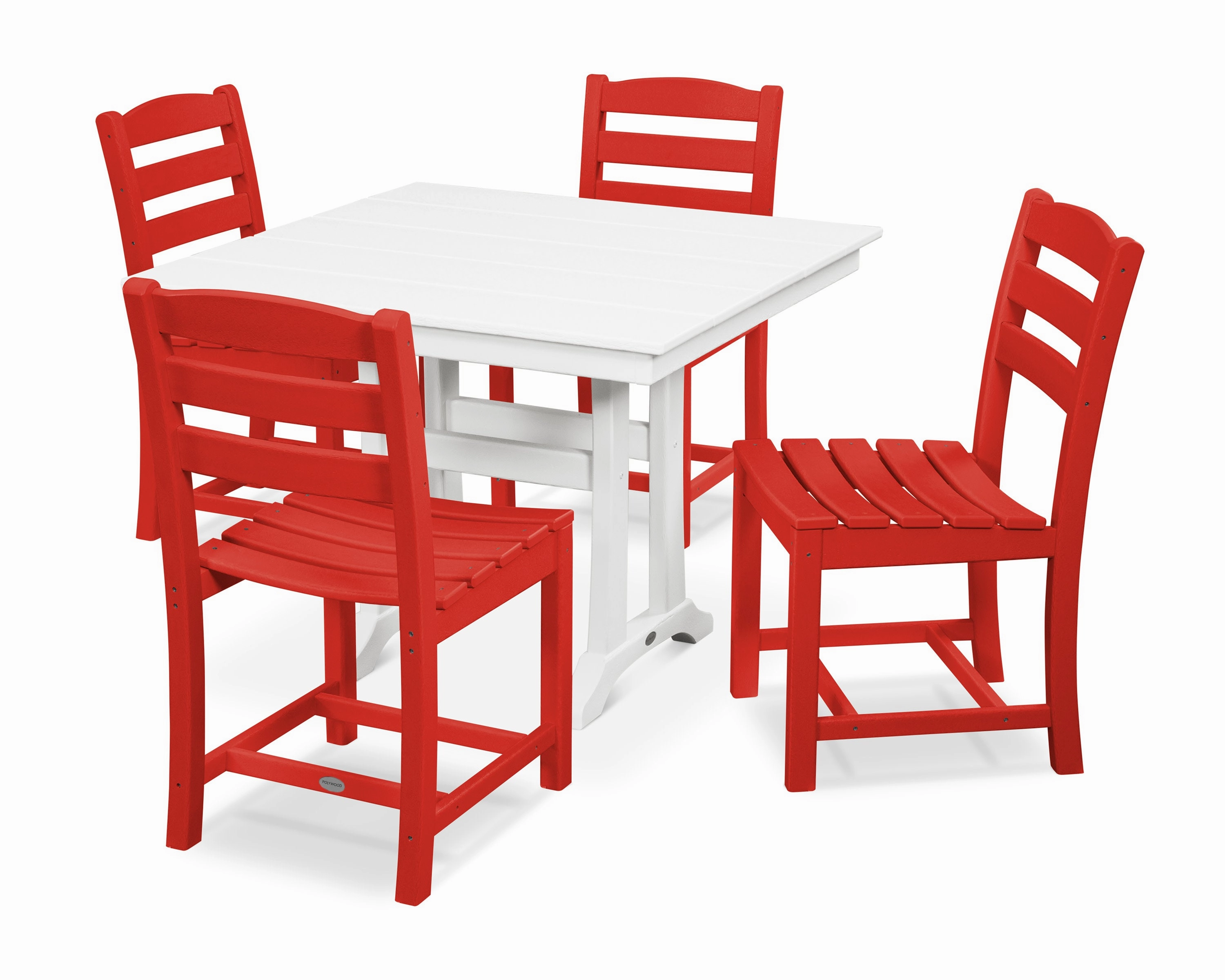 La Casa Caf 5-Piece Farmhouse Trestle Side Chair Dining Set