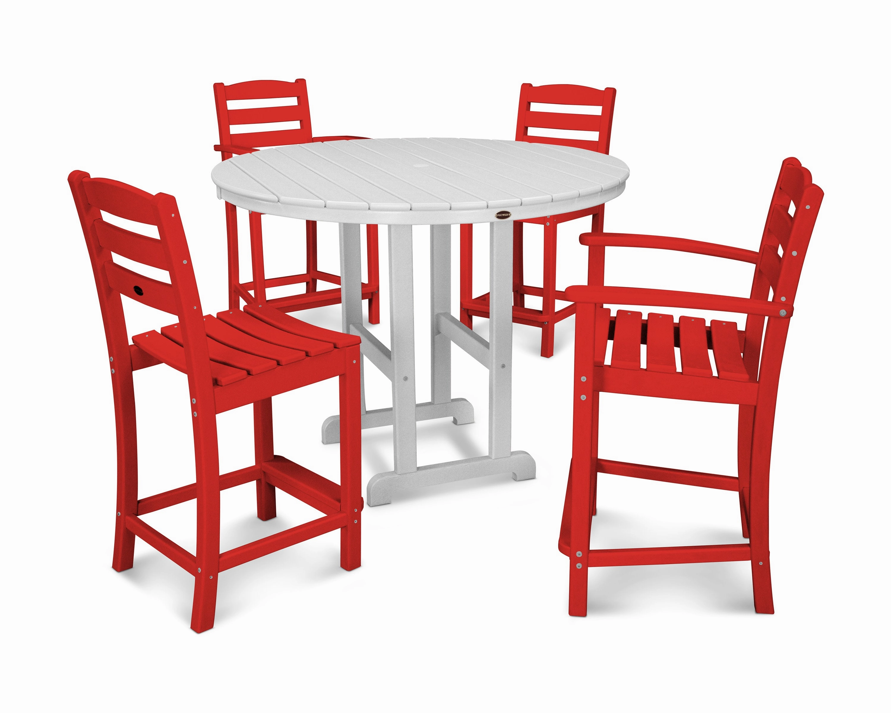 La Casa Caf 5-Piece Round Farmhouse Counter Dining Set