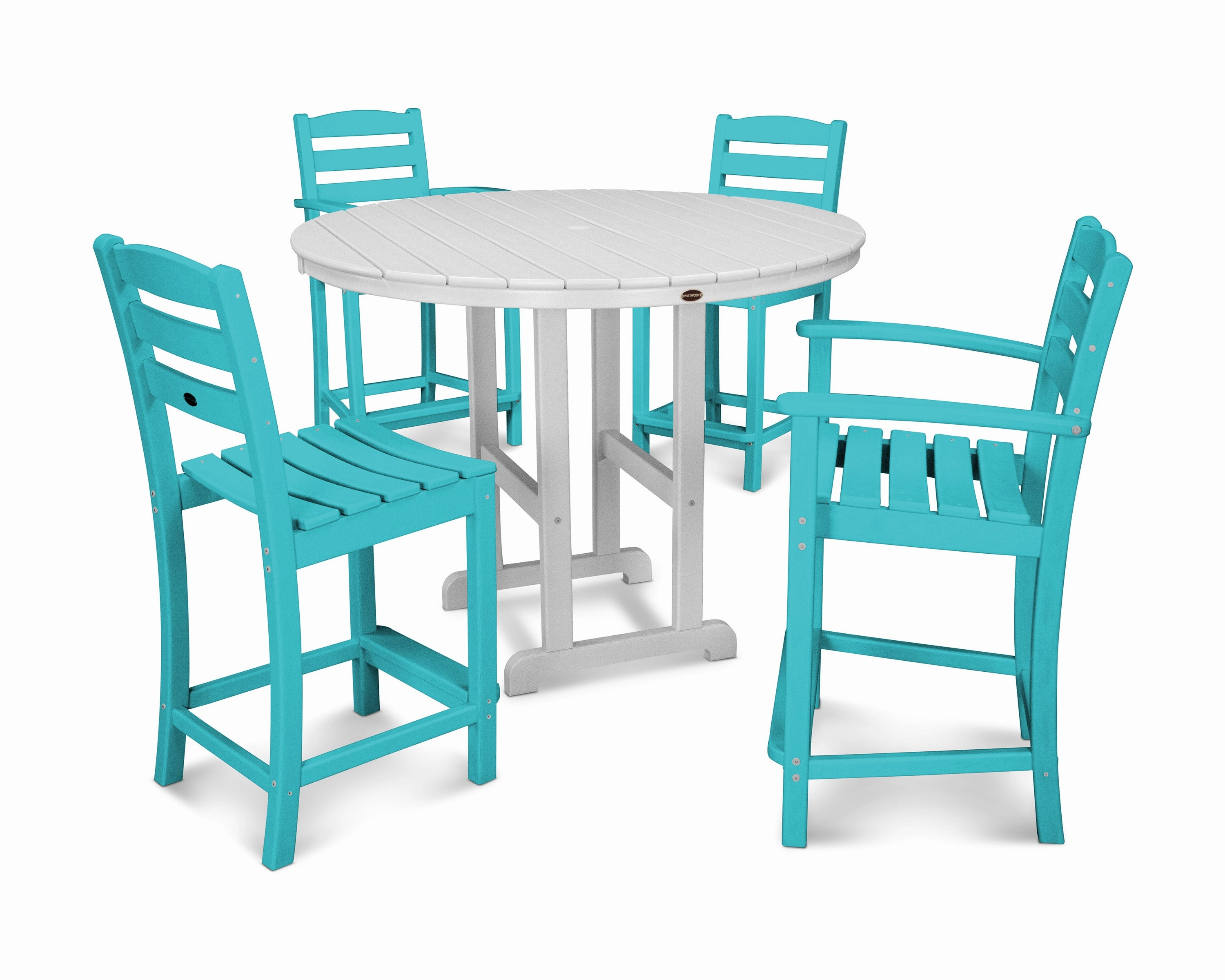 La Casa Caf 5-Piece Round Farmhouse Counter Dining Set