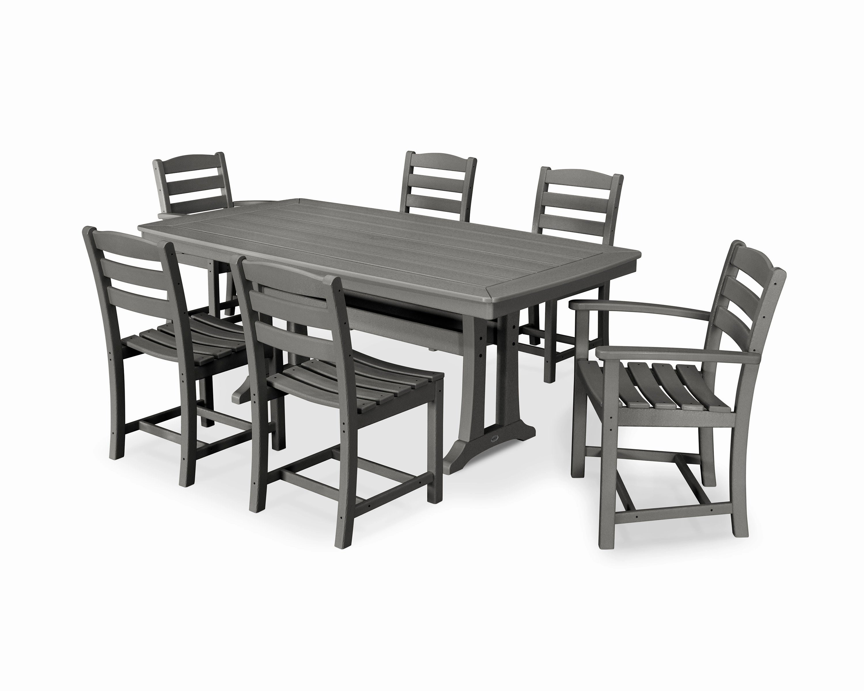 La Casa Caf 7-Piece Dining Set with Trestle Legsoutdoor patio furniture set