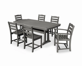 La Casa Caf 7-Piece Dining Set with Trestle Legsoutdoor patio furniture set