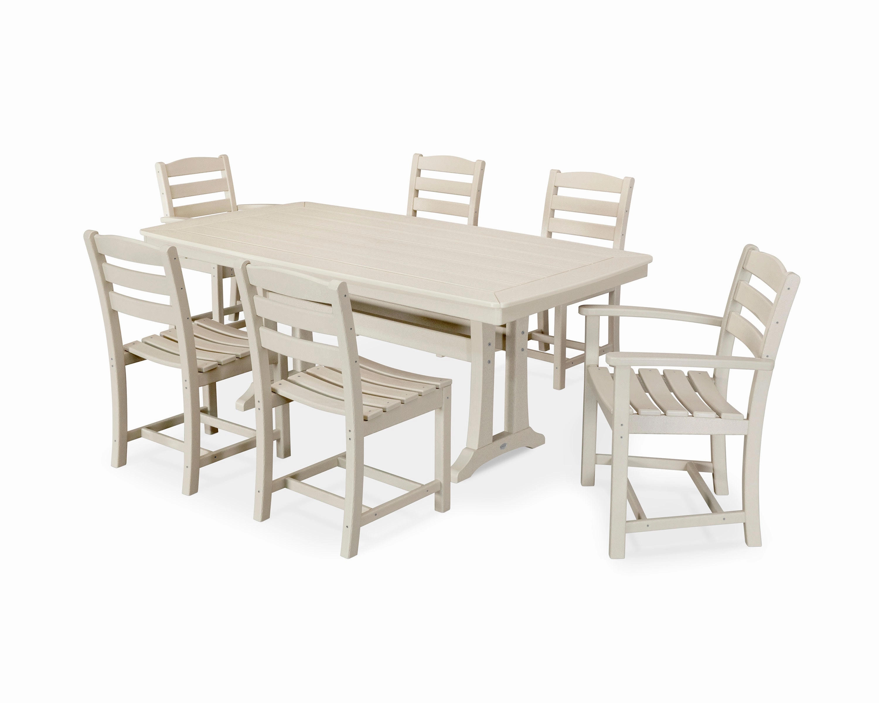 La Casa Caf 7-Piece Dining Set with Trestle Legs
