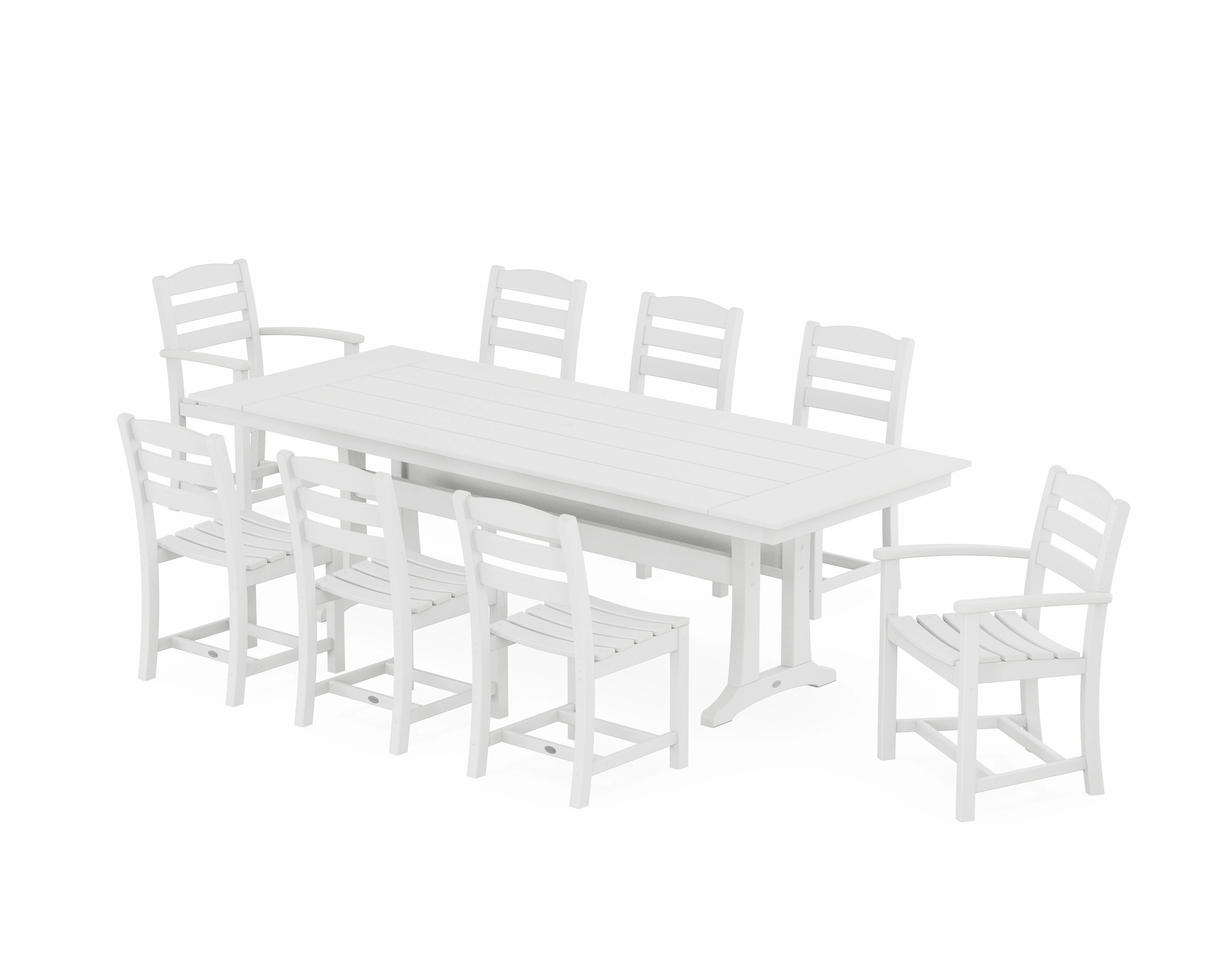 La Casa Caf 9-Piece Farmhouse Dining Set with Trestle Legs