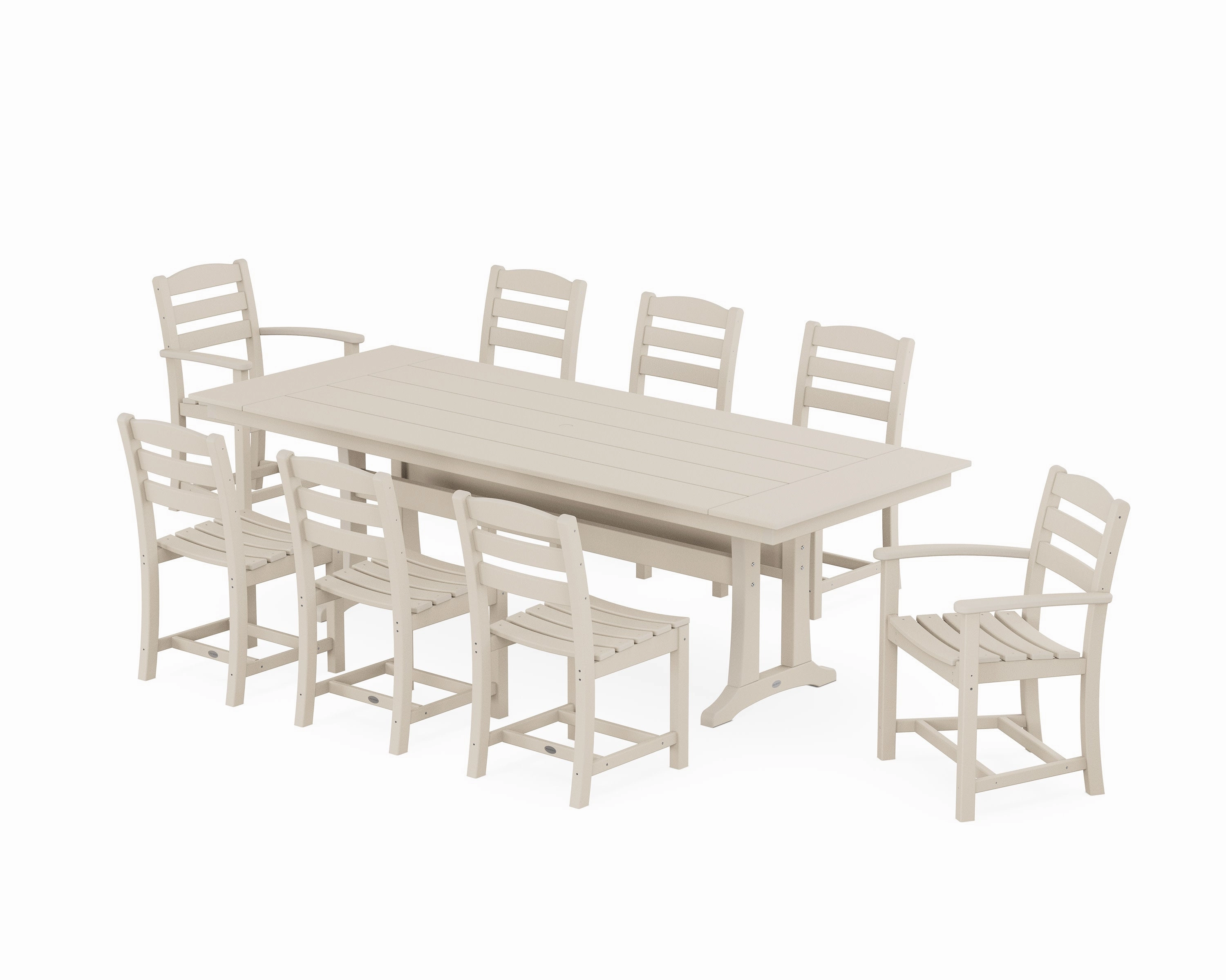 La Casa Caf 9-Piece Farmhouse Dining Set with Trestle Legs