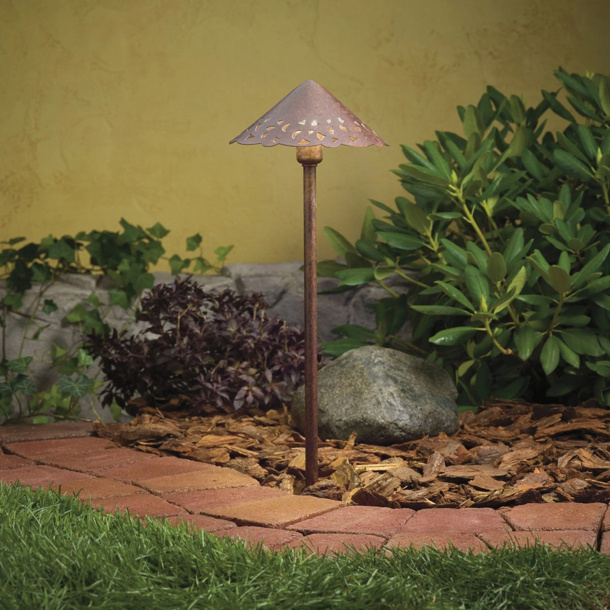 Lace One Light Path & Spread Textured Tannery BronzeDecorative outdoor post lights