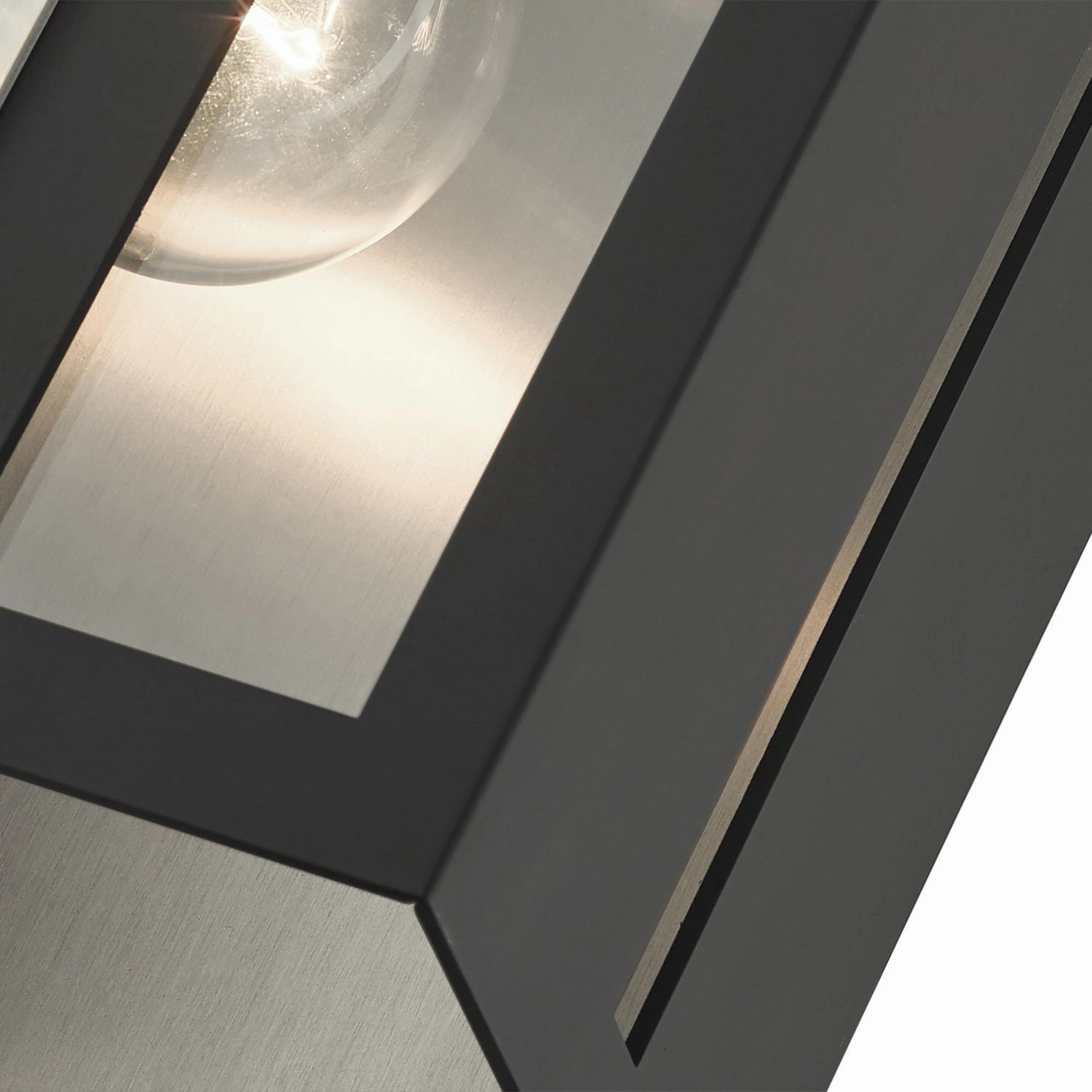 Lafayette One Light Outdoor Wall Lantern Black w/ Hammered Brushed Nickel Panels