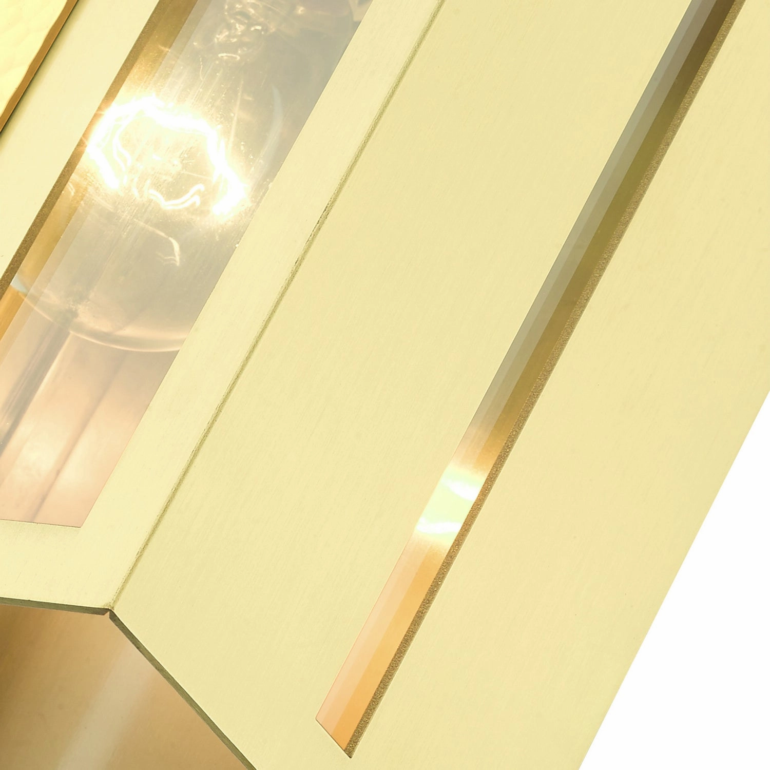 Lafayette One Light Outdoor Wall Lantern Satin Brass w/ Hammered Polished Brass Panels