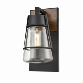 Lake Of The Woods Outdoor One Light Wall Sconce Black/Ironwood On Metal w/Clear GlassOutdoor wall sconces with motion sensor