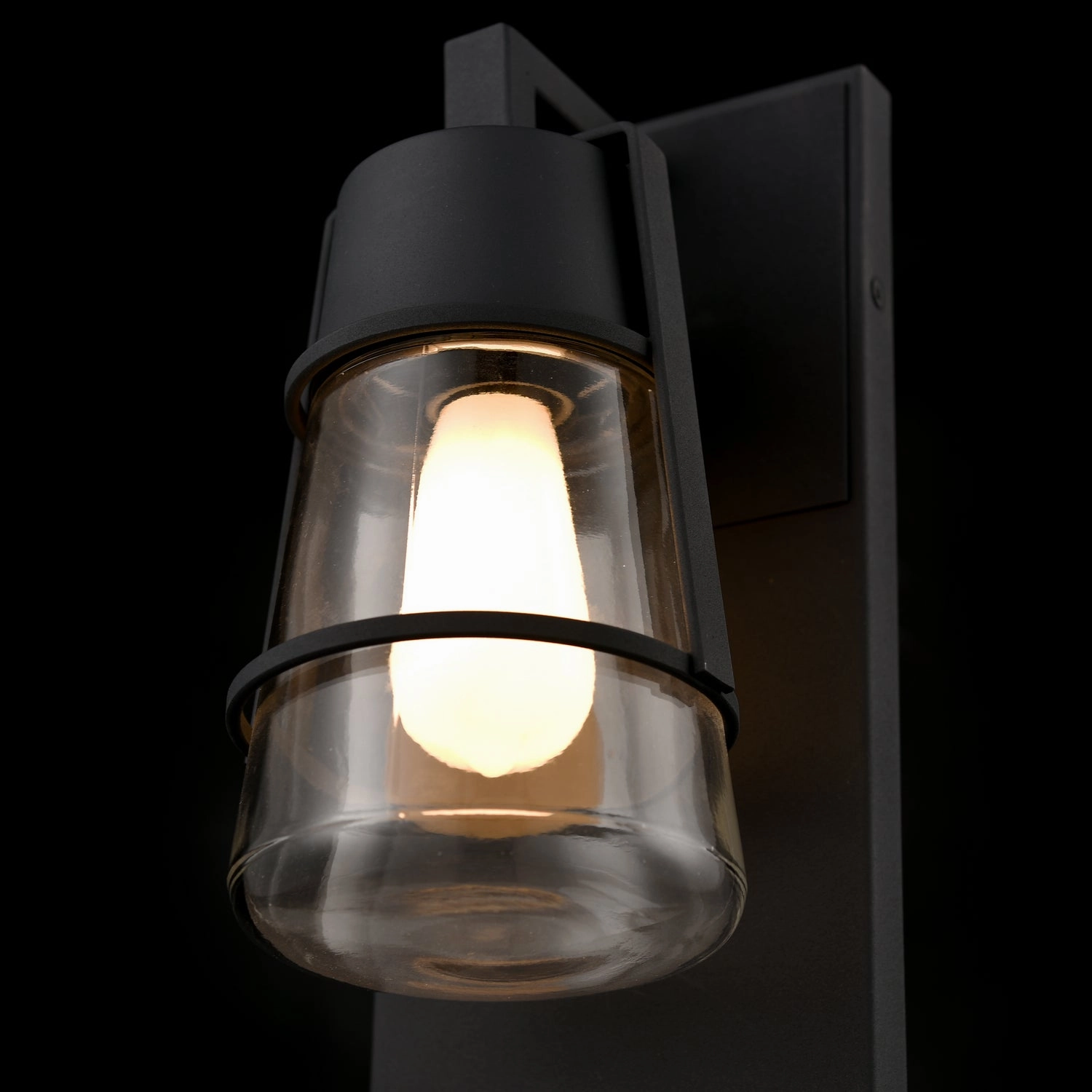 Lake Of The Woods Outdoor One Light Wall Sconce Black w/Clear Glass
