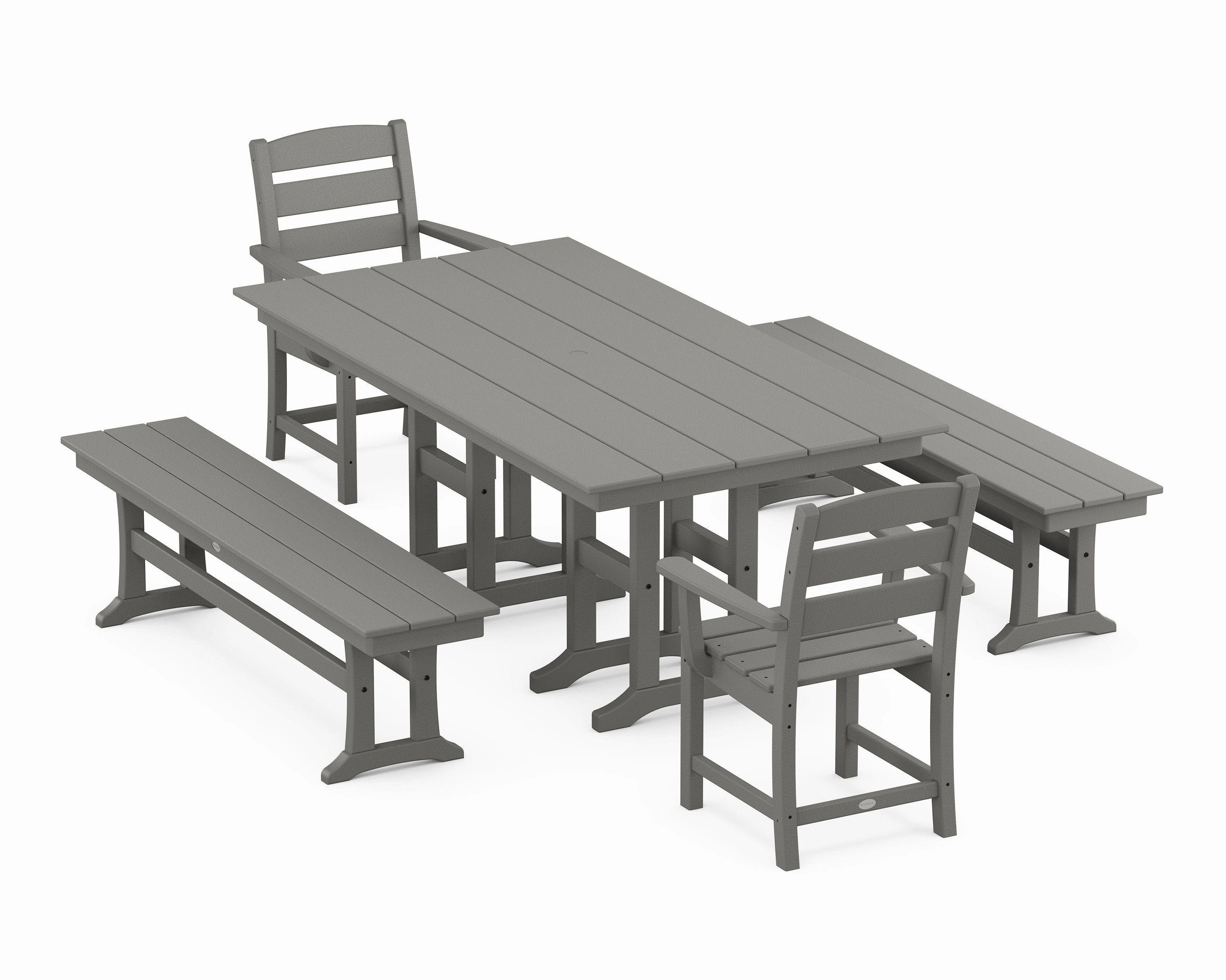 Lakeside 5-Piece Farmhouse Dining Set with Benchesoutdoor patio furniture set