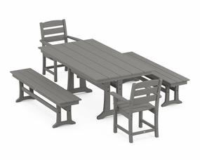 Lakeside 5-Piece Farmhouse Dining Set With Trestle Legsoutdoor patio furniture set
