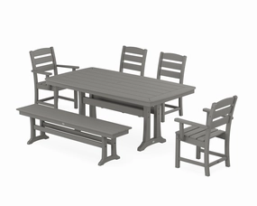 Lakeside 6-Piece Dining Set with Trestle Legsoutdoor patio furniture set