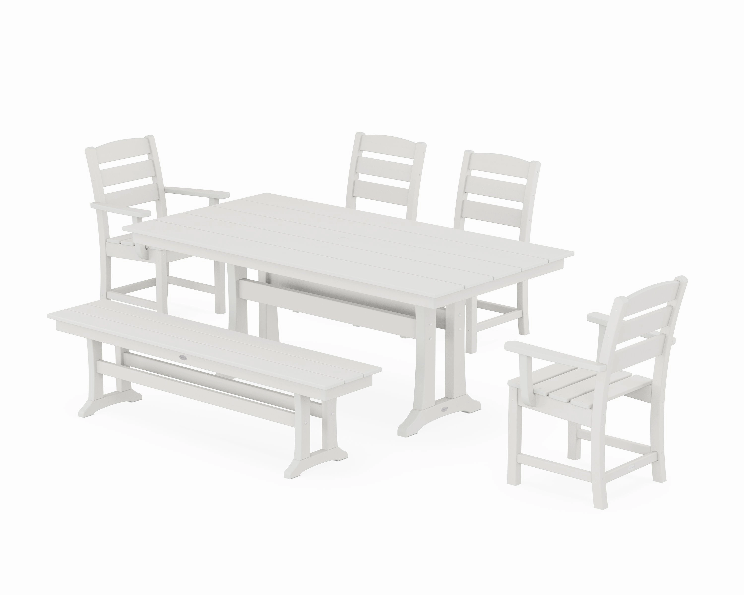Lakeside 6-Piece Farmhouse Dining Set With Trestle Legs