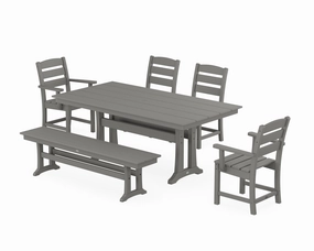 Lakeside 6-Piece Farmhouse Dining Set With Trestle Legsoutdoor patio furniture set
