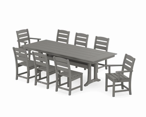 Lakeside 9-Piece Farmhouse Dining Set with Trestle Legsoutdoor patio furniture set