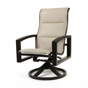 Lakeside Padded Sling High Back Swivel Rockeroutdoor dining chair with armrests
