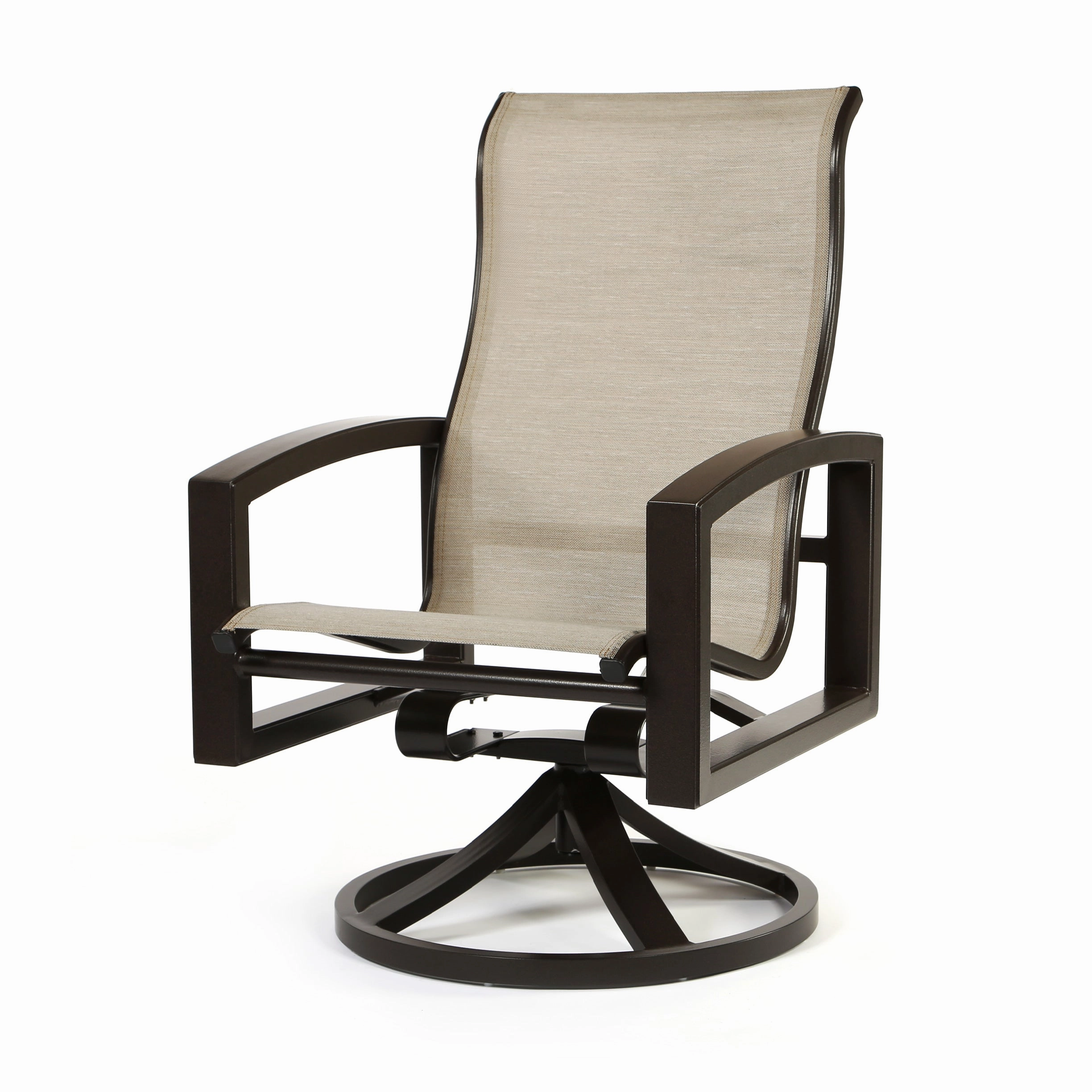 Lakeside Sling High Back Swivel Rockeroutdoor dining chair with armrests