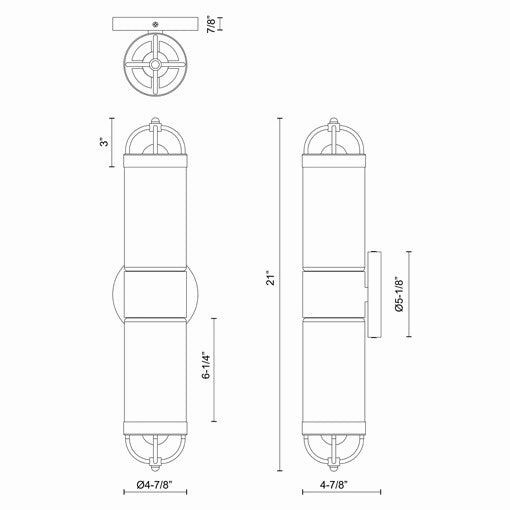 Lancaster 2-Light 5" Exterior Wall