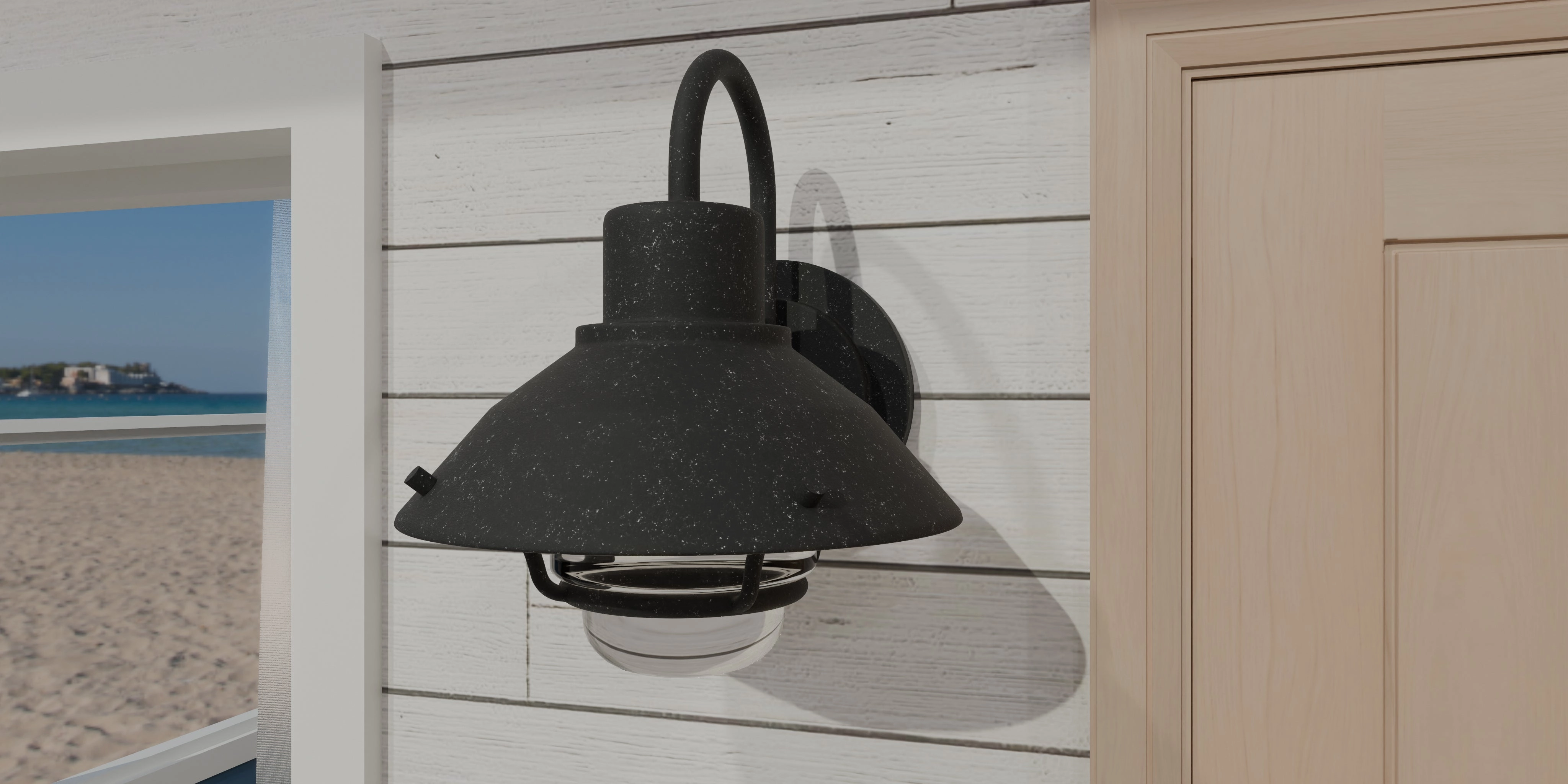 Lavalier One Light Outdoor Wall Mount Mottled Black