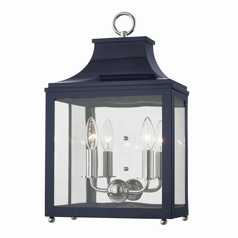 Leigh Two Light Wall Sconce Polished Nickel/NavyOutdoor wall sconces with motion sensor
