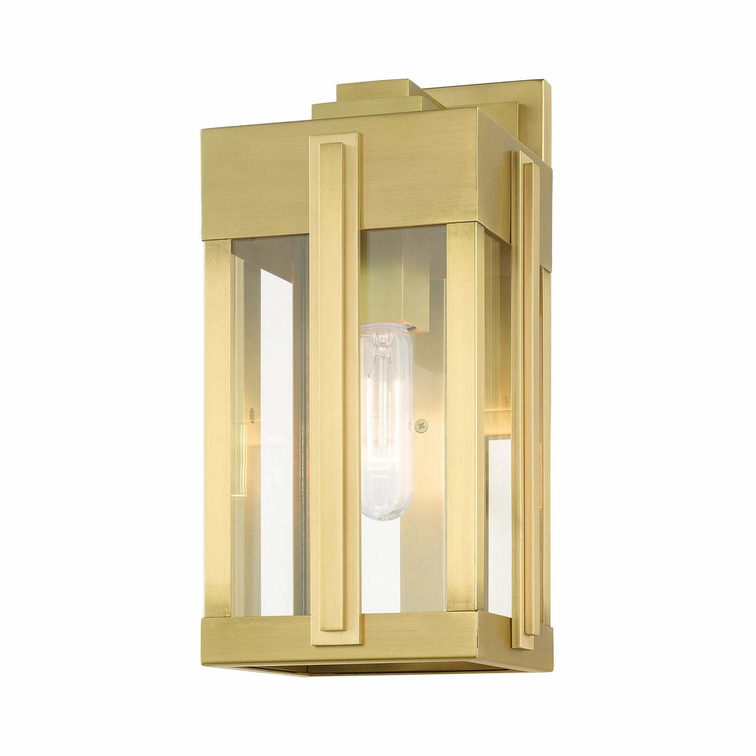 Lexington One Light Outdoor Wall Lantern Natural Brass