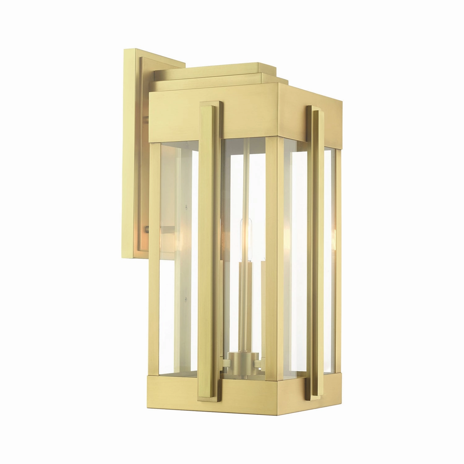 Lexington Three Light Outdoor Wall Lantern Natural Brass