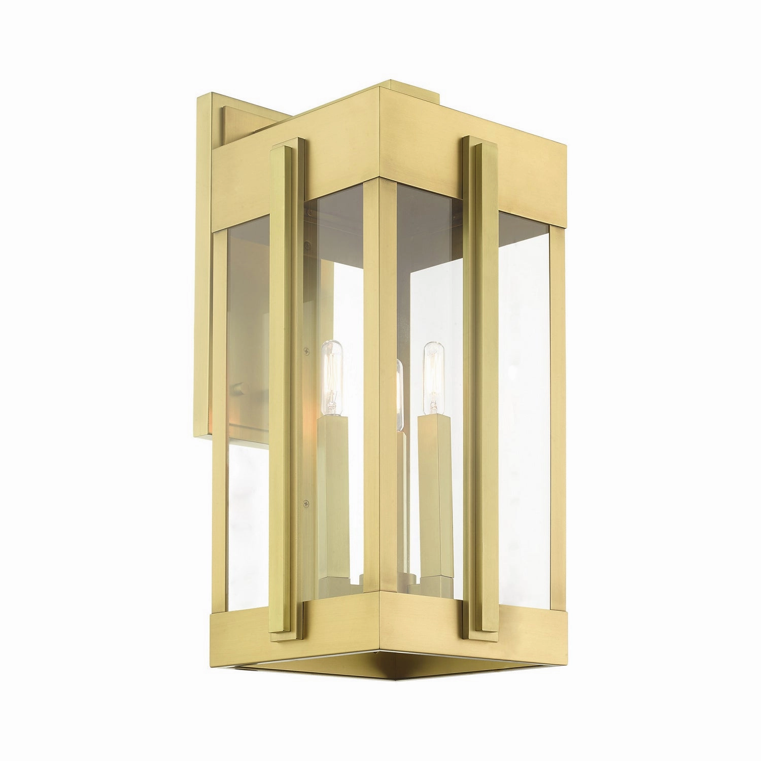 Lexington Three Light Outdoor Wall Lantern Natural Brass