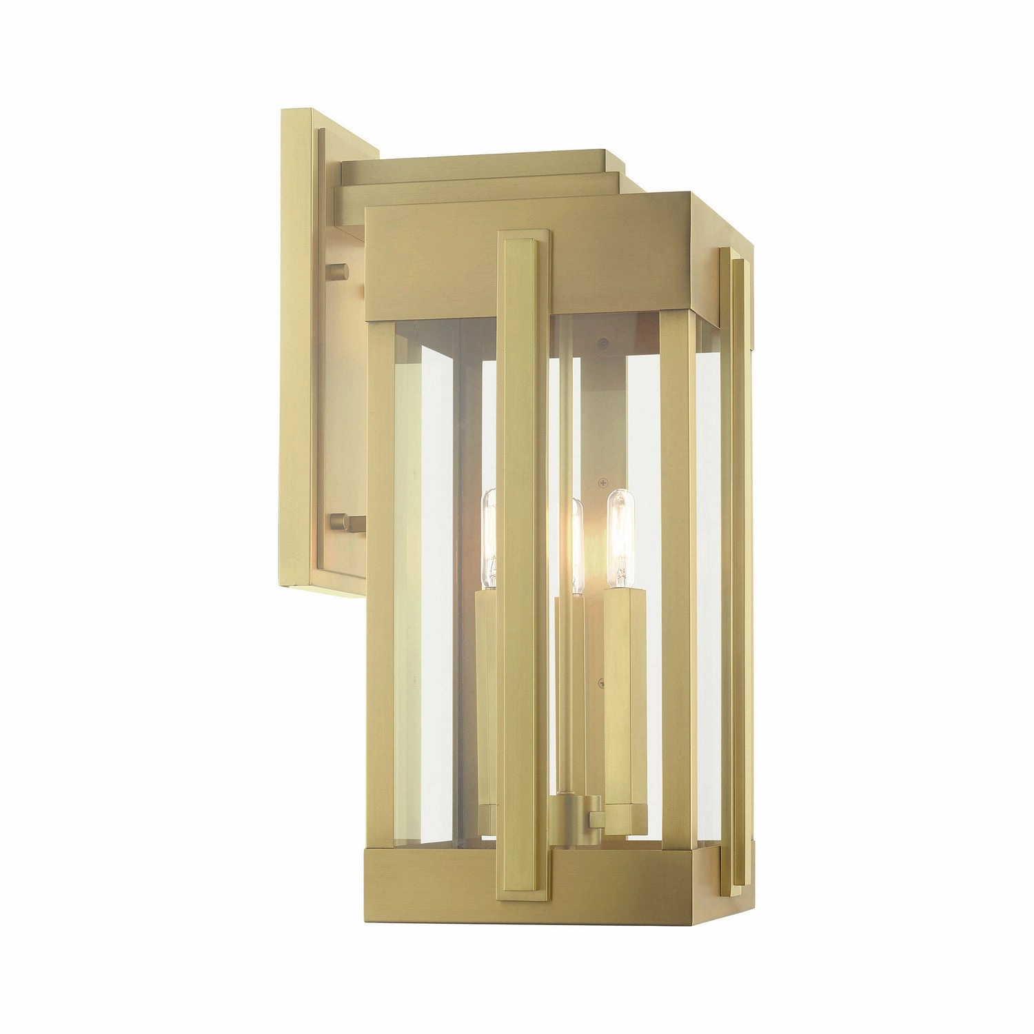 Lexington Three Light Outdoor Wall Lantern Natural Brass