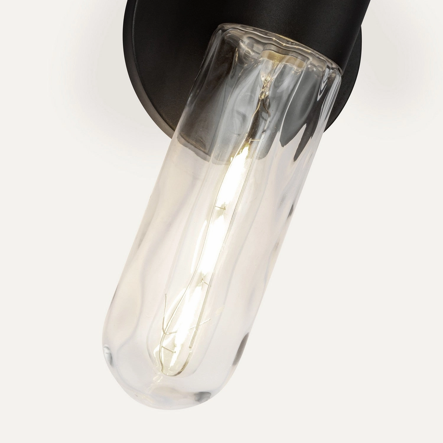 Lima One Light Exterior Wall Mount Black/Clear Water Glass