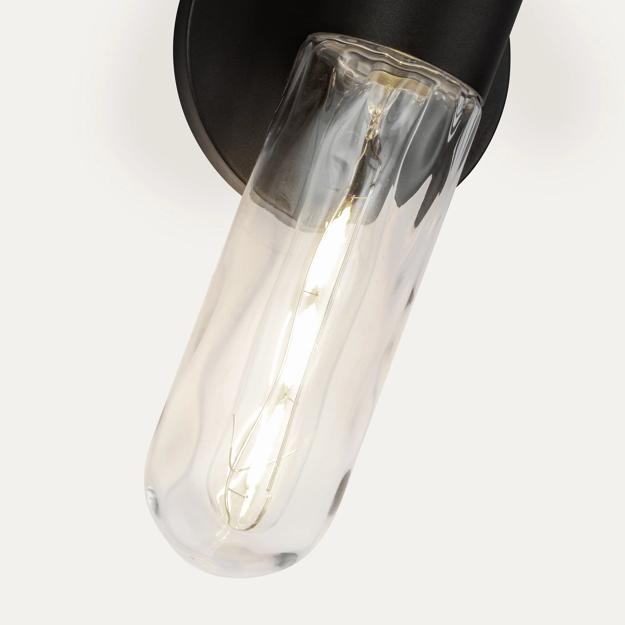 Lima One Light Exterior Wall Mount Black/Clear Water Glass
