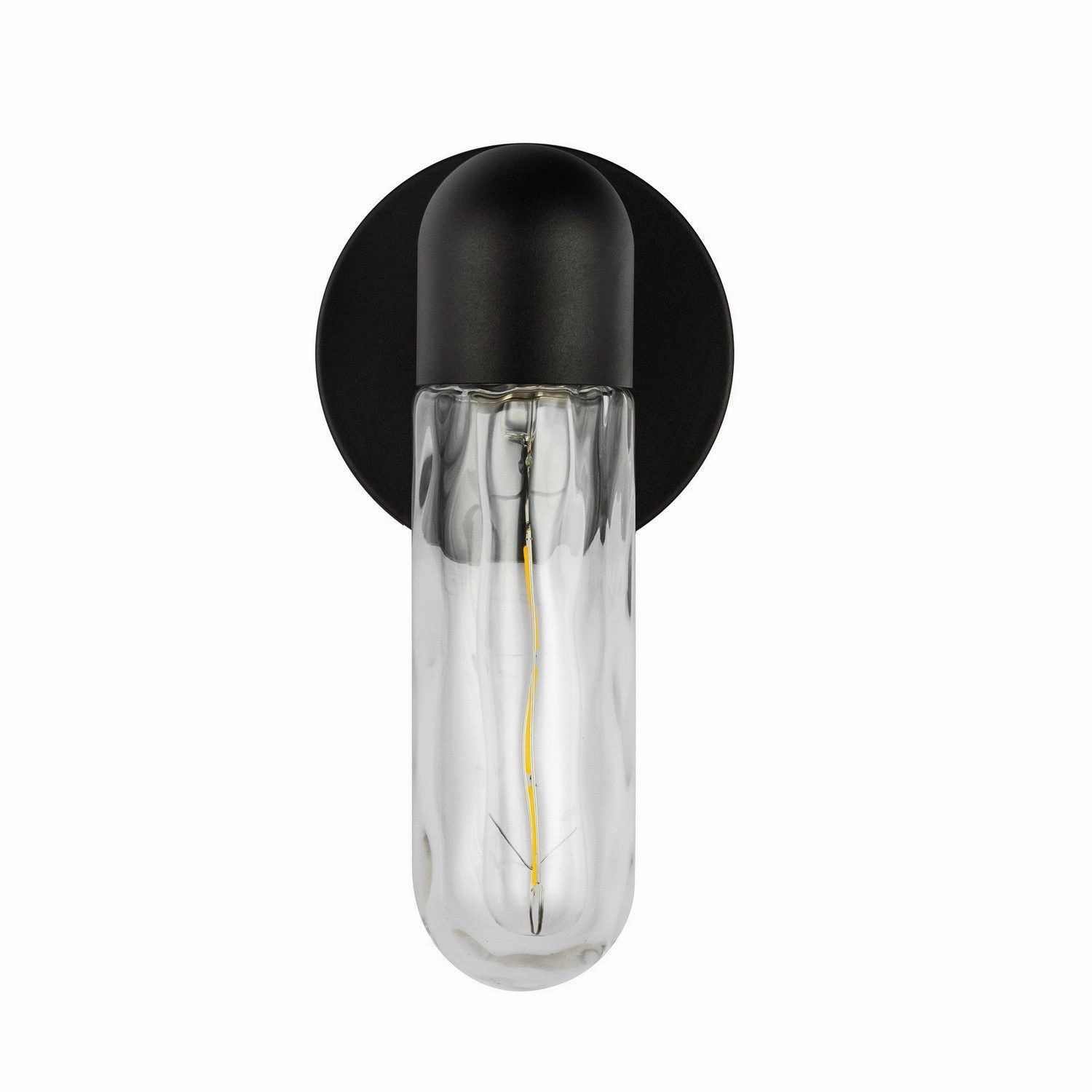 Lima One Light Exterior Wall Mount Black/Clear Water Glass