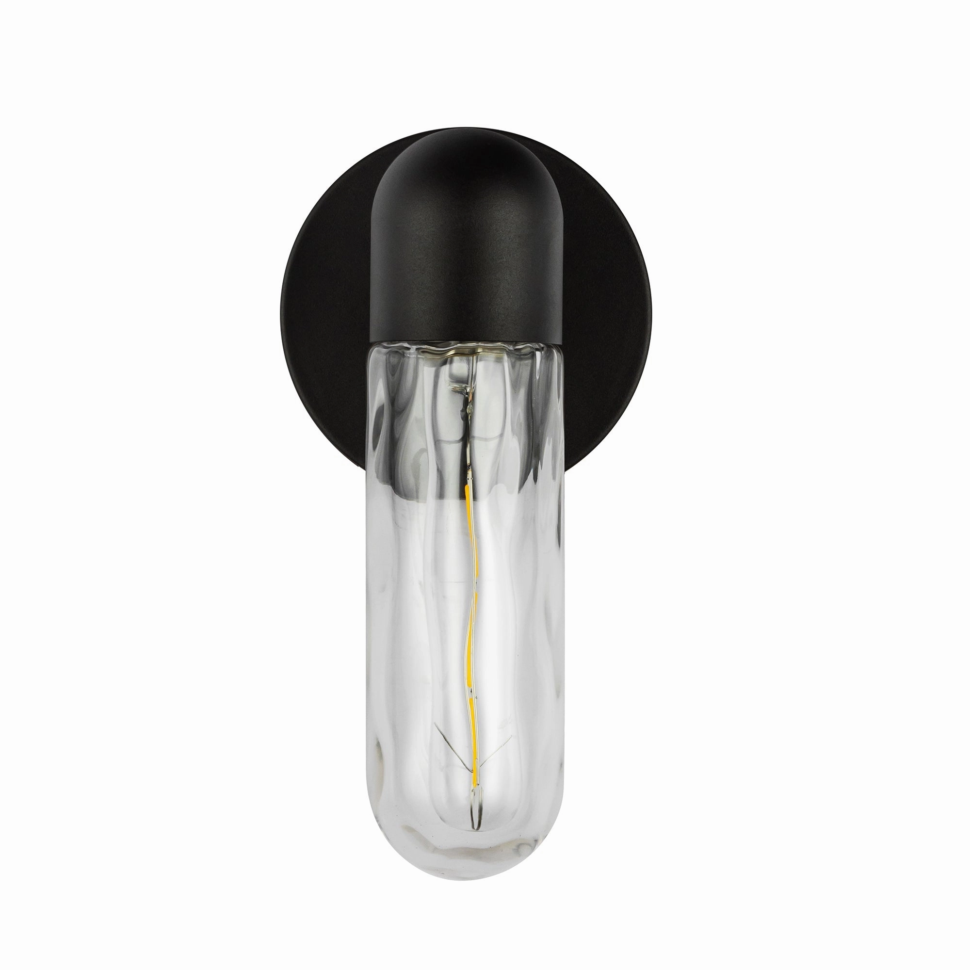 Lima One Light Exterior Wall Mount Black/Clear Water Glass