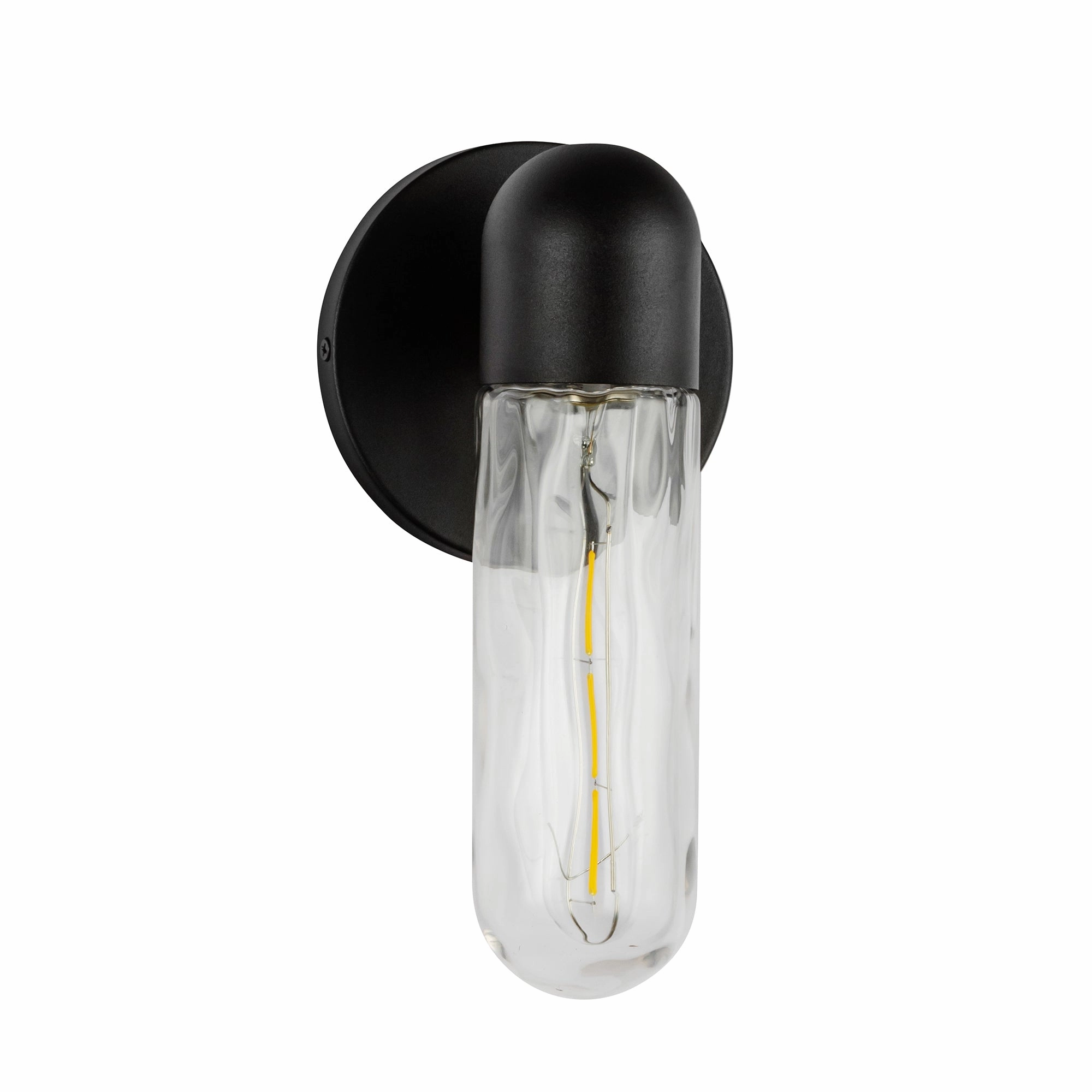 Lima One Light Exterior Wall Mount Black/Clear Water Glass