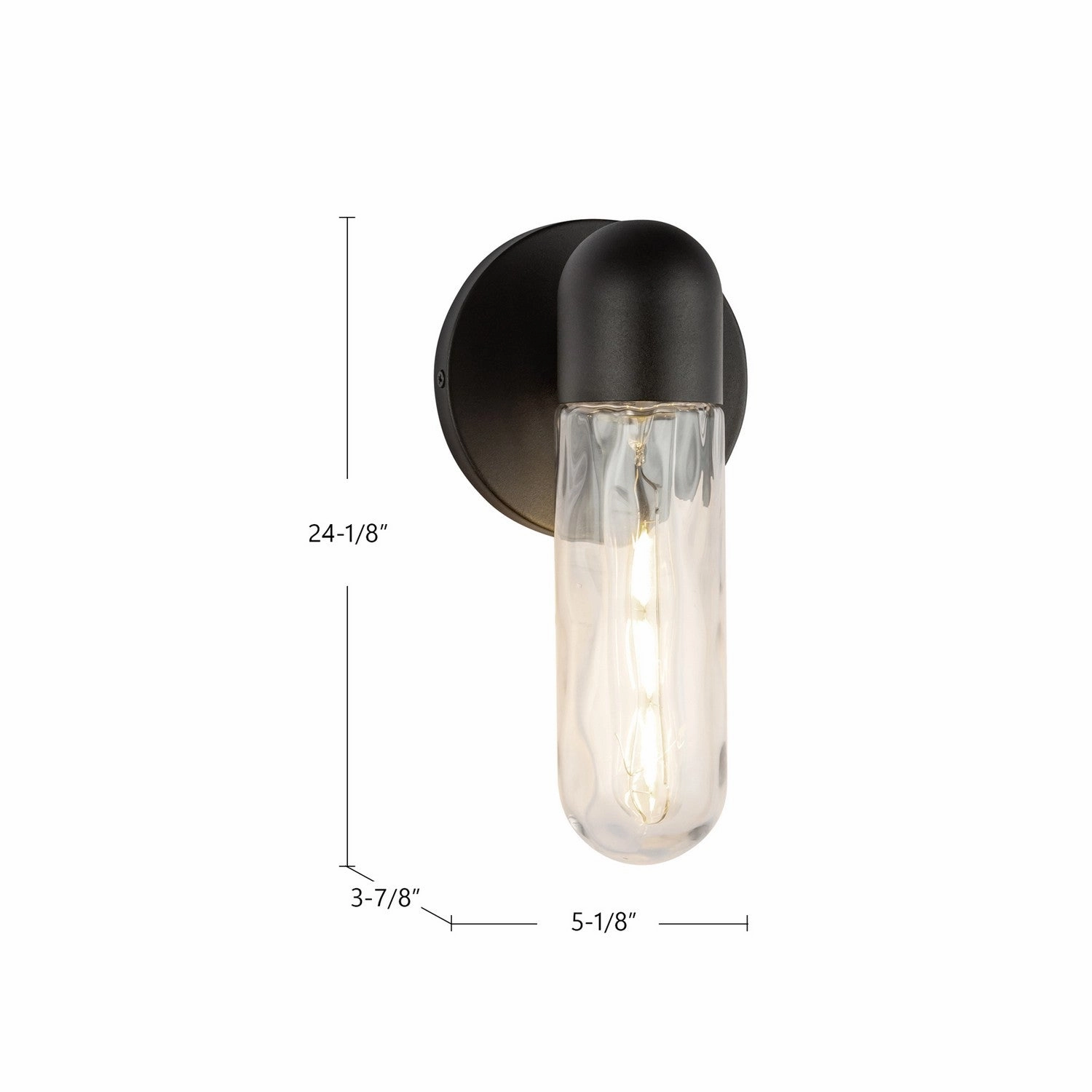 Lima One Light Exterior Wall Mount Black/Clear Water Glass