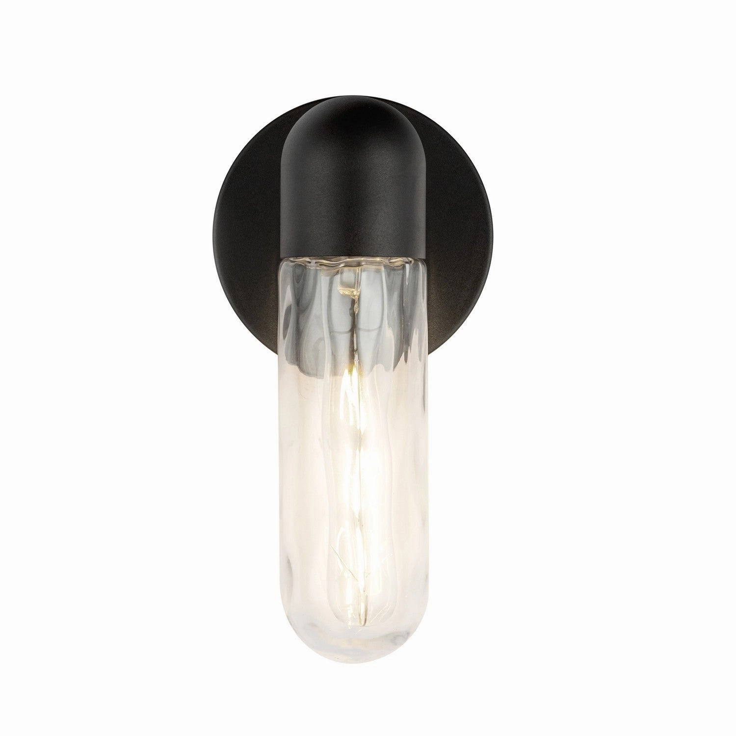 Lima One Light Exterior Wall Mount Black/Clear Water Glass
