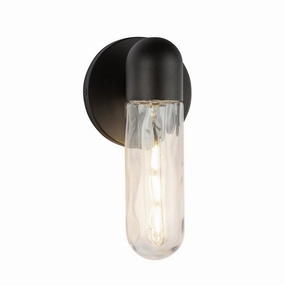 Lima One Light Exterior Wall Mount Black/Clear Water GlassOutdoor wall sconces with motion sensor