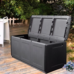 Linea Cube Plastic Outdoor Storage Chest wooden deck storage chest with cushions