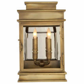 Linear Lantern Two Light Linear Lantern Antique-Burnished BrassOutdoor wall sconces with motion sensor