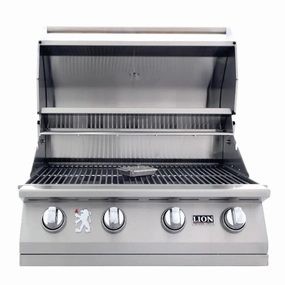 Lion Grills L-60000 32-Inch Premium Gas Built-In Grill With Cover stainless steel BBQ grill with side table