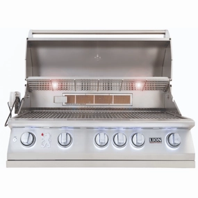 Lion Grills L-90000 40-Inch Premium Gas Built-In Grill stainless steel BBQ grill with side table