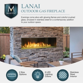 Majestic Lanai 48" Vent-Free Outdoor Gas Fireplace ODLANAIG-48stone-look outdoor patio fireplace