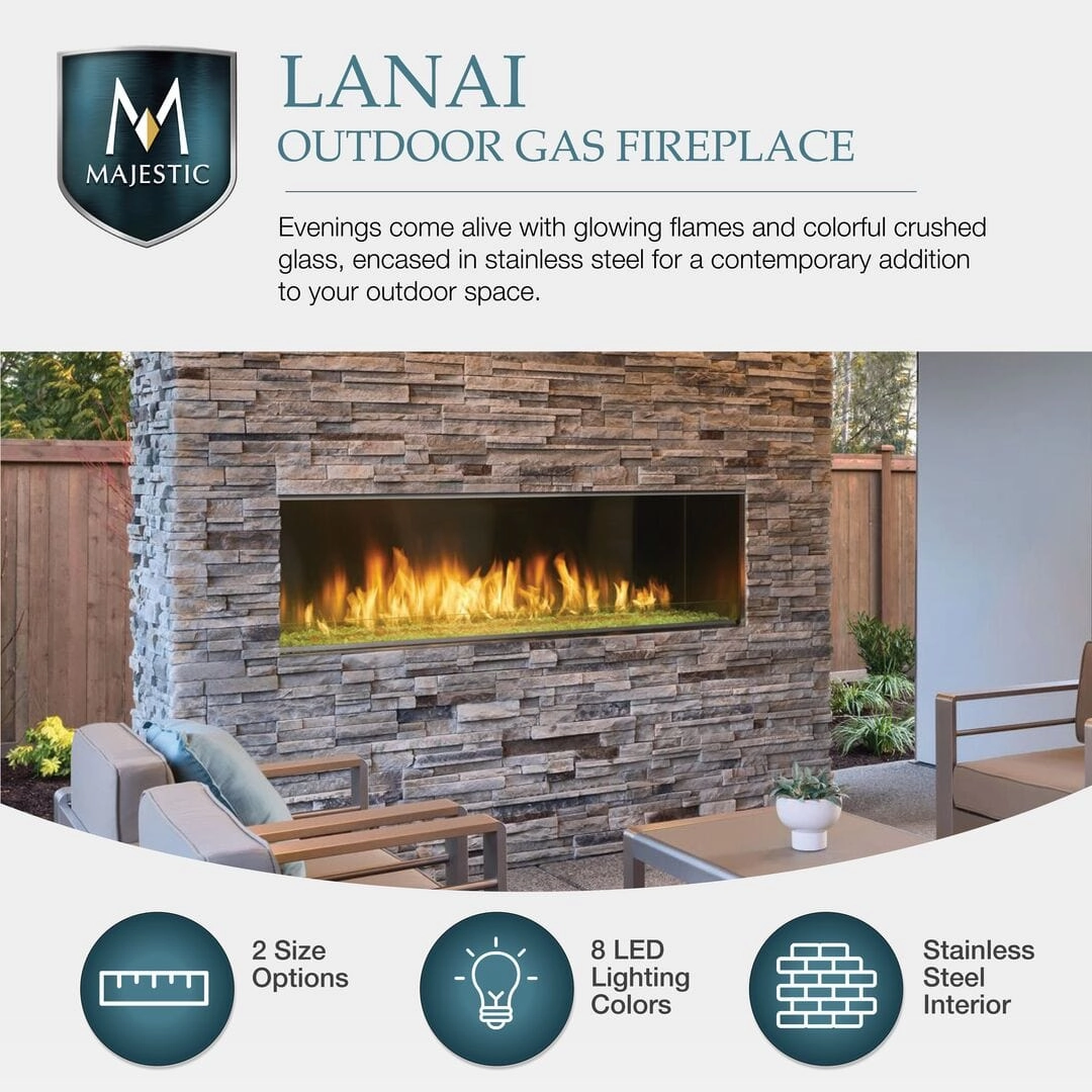 Majestic Lanai See-Through 48" Outdoor Linear Vent Free Gas Fireplace ODLANAIGST-48