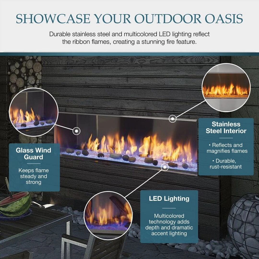 Majestic Lanai See-Through 48" Outdoor Linear Vent Free Gas Fireplace ODLANAIGST-48