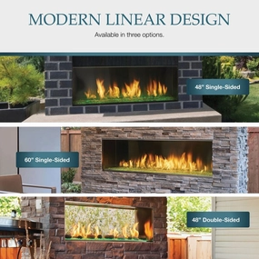 Majestic Lanai See-Through 48" Outdoor Linear Vent Free Gas Fireplace ODLANAIGST-48stone-look outdoor patio fireplace