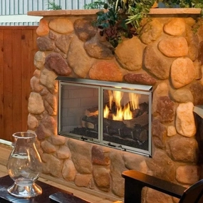 Majestic Villa Gas 36" Vent Free Outdoor Fireplace ODVILLAG-36Tstone-look outdoor patio fireplace