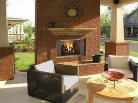 Majestic Villawood 36" Traditional Outdoor Wood-Burning Fireplacestone-look outdoor patio fireplace